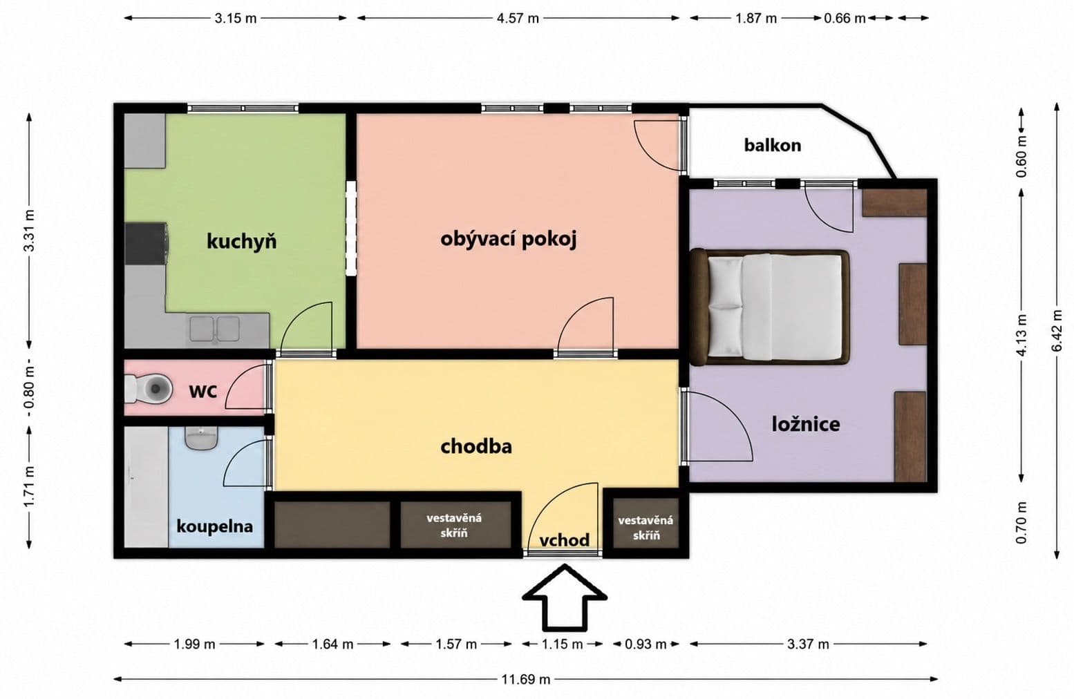 1 bedroom with open-plan kitchen flat for sale, 57 m², Nušlova, Jindřichův Hradec, Jihočeský Region 1 bedroom with open-plan kitchen flat for sale, 57 m², Nušlova, Jindřichův Hradec, Jihočeský Region