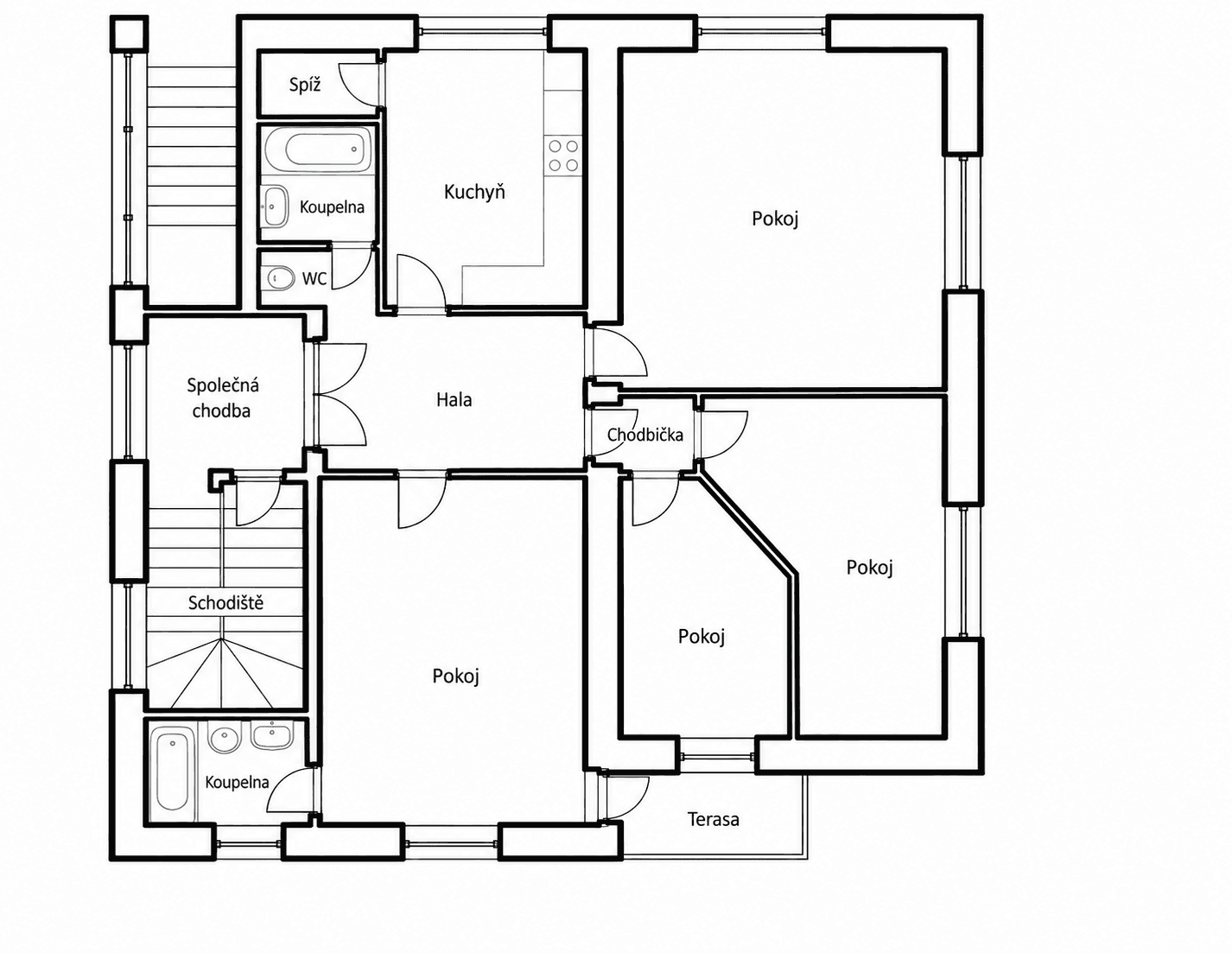 4 bedroom flat to rent, 95 m², Bedřicha Smetany, Český Brod, Středočeský Region 4 bedroom flat to rent, 95 m², Bedřicha Smetany, Český Brod, Středočeský Region