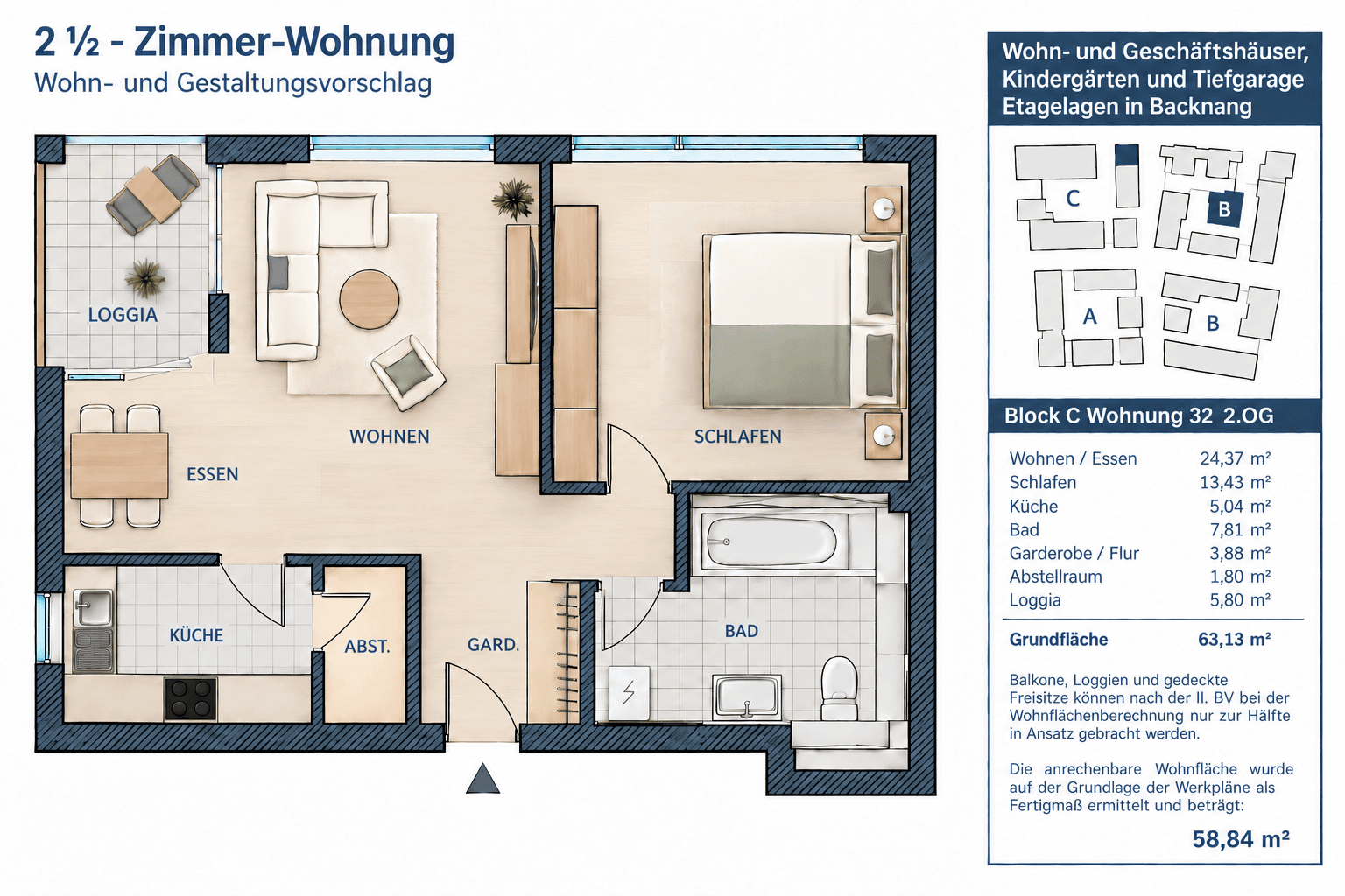1 bedroom with open-plan kitchen flat to rent, 59 m², Backnang, Baden-Württemberg 1 bedroom with open-plan kitchen flat to rent, 59 m², Backnang, Baden-Württemberg