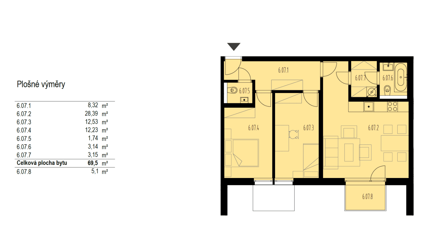 2 bedroom with open-plan kitchen flat to rent, 70 m², U Mlýnského kanálu, Prague, Prague 2 bedroom with open-plan kitchen flat to rent, 70 m², U Mlýnského kanálu, Prague, Prague
