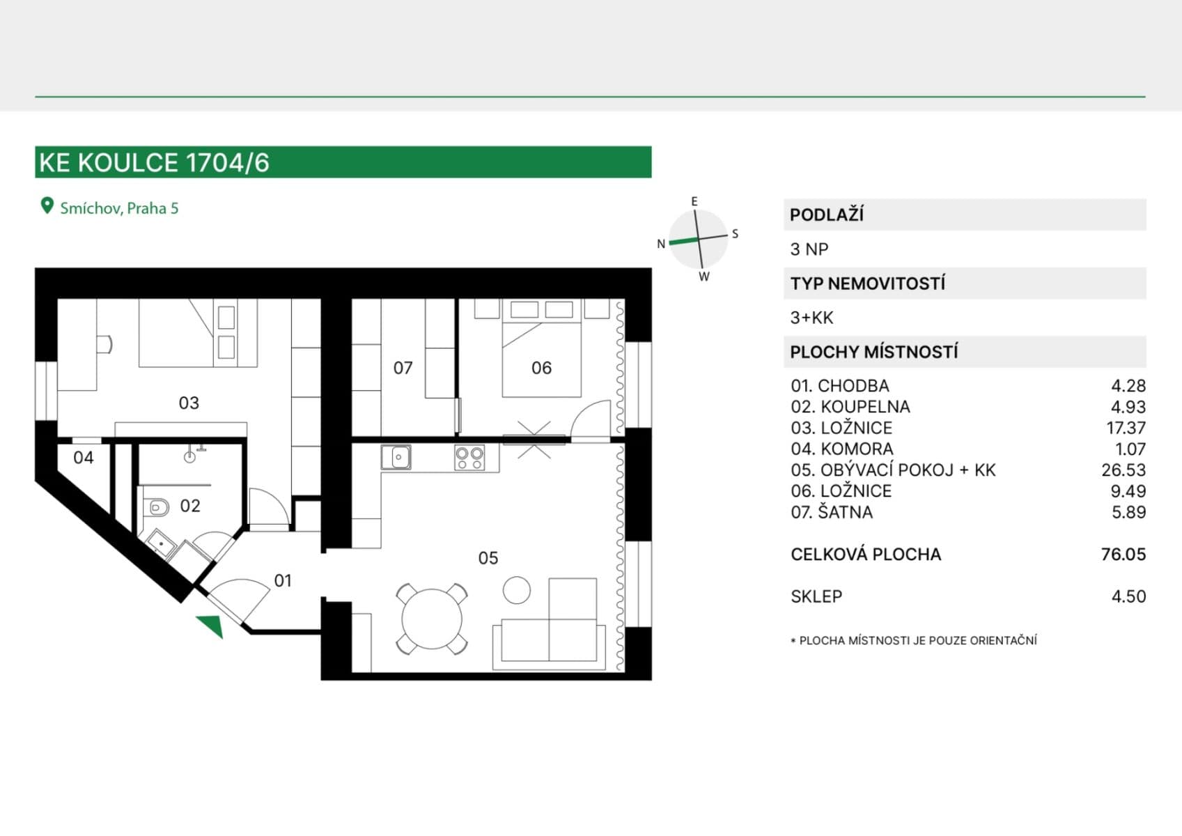 2 bedroom with open-plan kitchen flat for sale, 76 m², Ke Koulce, Prague, Prague 2 bedroom with open-plan kitchen flat for sale, 76 m², Ke Koulce, Prague, Prague
