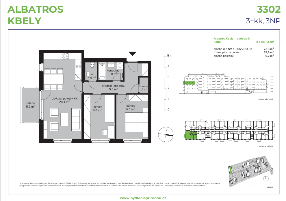 2 bedroom with open-plan kitchen flat for sale, 73 m², Sedlářova, Prague, Prague 2 bedroom with open-plan kitchen flat for sale, 73 m², Sedlářova, Prague, Prague