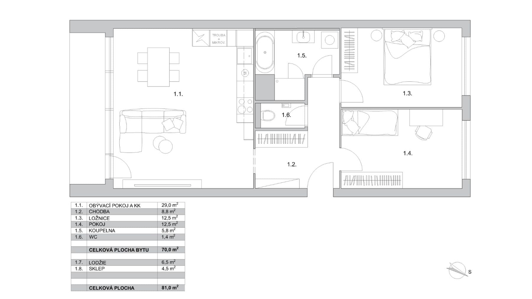 2 bedroom with open-plan kitchen flat for sale, 81 m², Borovanského, Prague, Prague 2 bedroom with open-plan kitchen flat for sale, 81 m², Borovanského, Prague, Prague