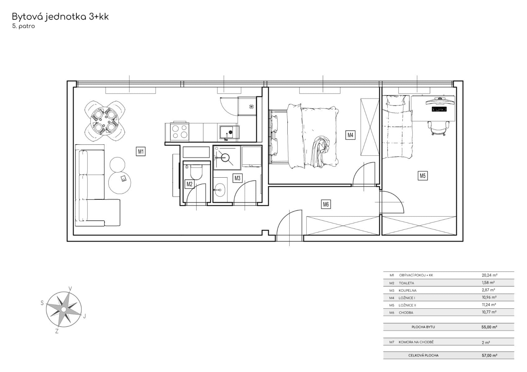 2 bedroom with open-plan kitchen flat for sale, 57 m², Nekvasilova, Prague, Prague 2 bedroom with open-plan kitchen flat for sale, 57 m², Nekvasilova, Prague, Prague