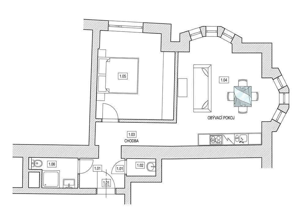 1 bedroom with open-plan kitchen flat for sale, 60 m², Jeseniova, Prague, Prague 1 bedroom with open-plan kitchen flat for sale, 60 m², Jeseniova, Prague, Prague
