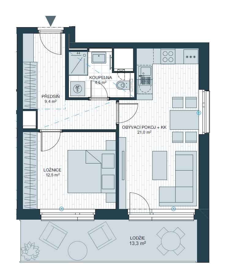 1 bedroom with open-plan kitchen flat to rent, 60 m², Waltariho, Prague, Prague 1 bedroom with open-plan kitchen flat to rent, 60 m², Waltariho, Prague, Prague