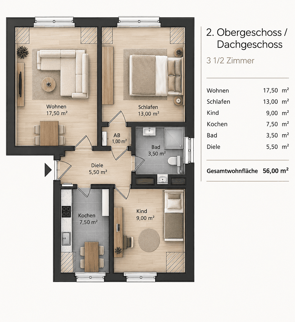 2 bedroom with open-plan kitchen flat to rent, 56 m², Reuenberg 53b, Essen, North Rhine-Westphalia 2 bedroom with open-plan kitchen flat to rent, 56 m², Reuenberg 53b, Essen, North Rhine-Westphalia