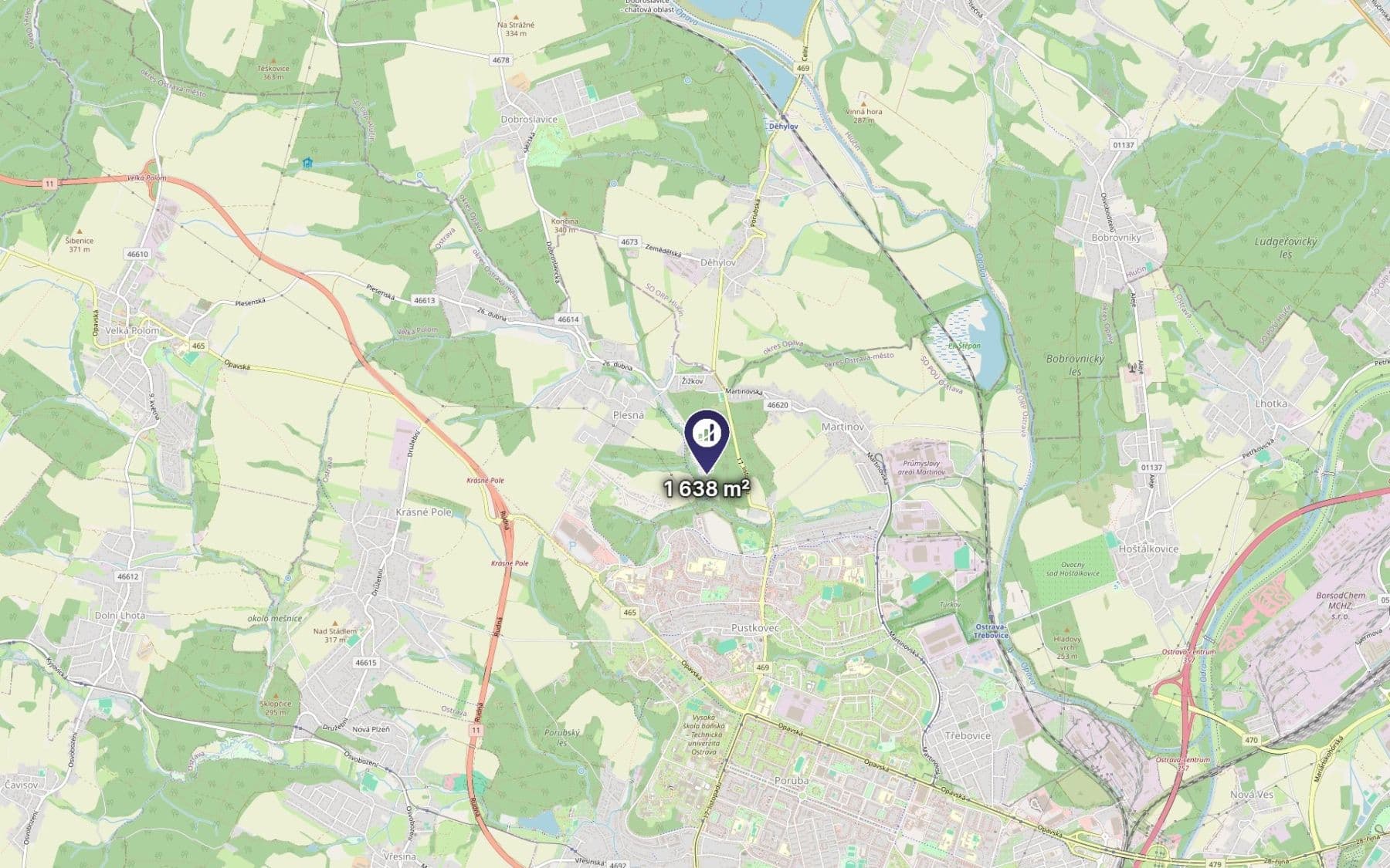 plot for sale, 1,638 m², Ostrava, Moravskoslezský Region plot for sale, 1,638 m², Ostrava, Moravskoslezský Region