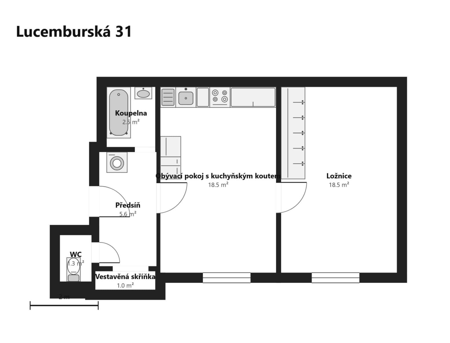 1 bedroom with open-plan kitchen flat to rent, 48 m², Lucemburská, Prague, Prague 1 bedroom with open-plan kitchen flat to rent, 48 m², Lucemburská, Prague, Prague