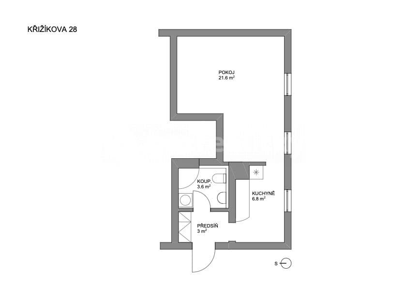 1 bedroom flat to rent, 36 m², Křižíkova, Prague, Prague 1 bedroom flat to rent, 36 m², Křižíkova, Prague, Prague