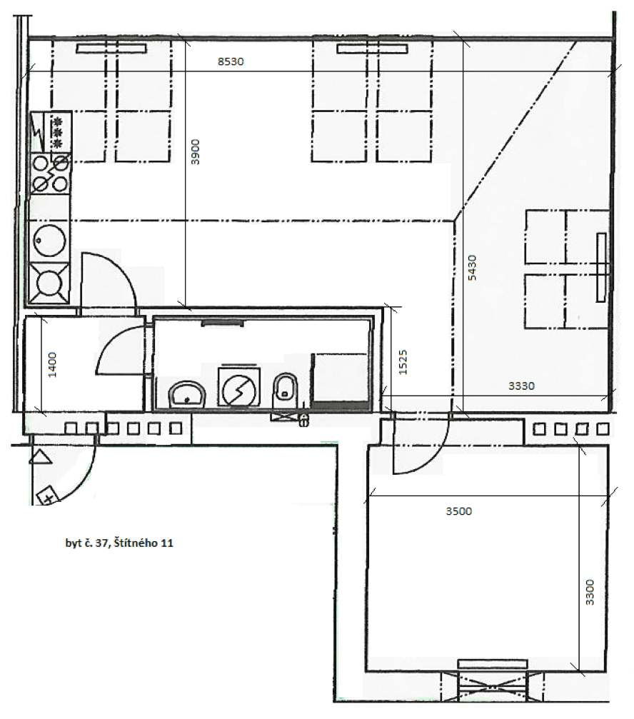 1 bedroom with open-plan kitchen flat to rent, 58 m², Štítného, Prague, Prague 1 bedroom with open-plan kitchen flat to rent, 58 m², Štítného, Prague, Prague