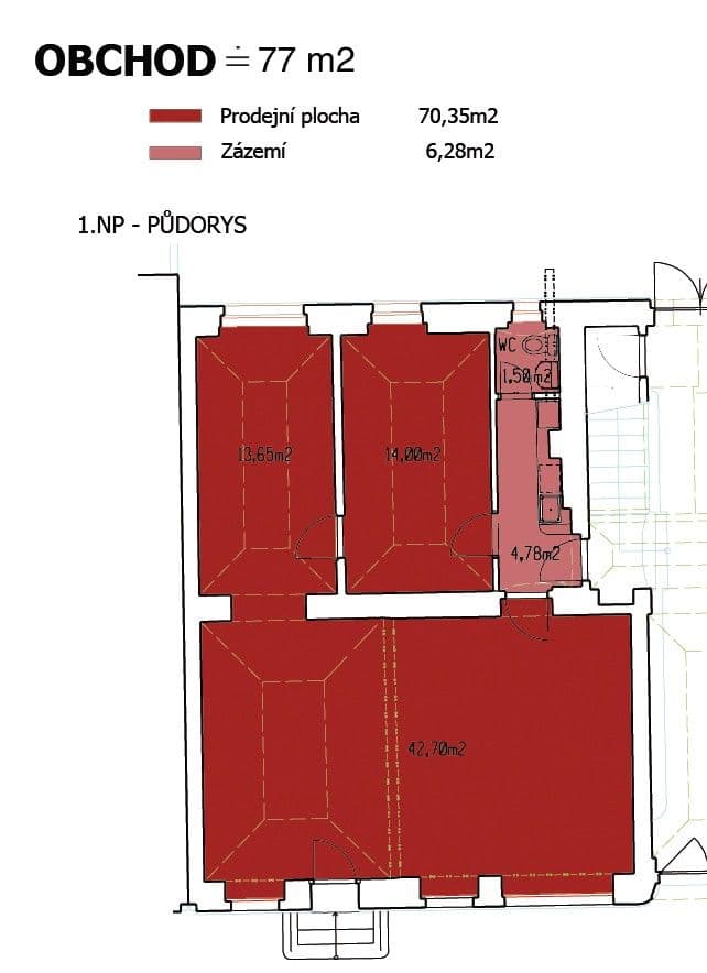 non-residential property to rent, 77 m², Chelčického, Hradec Králové, Královéhradecký Region non-residential property to rent, 77 m², Chelčického, Hradec Králové, Královéhradecký Region