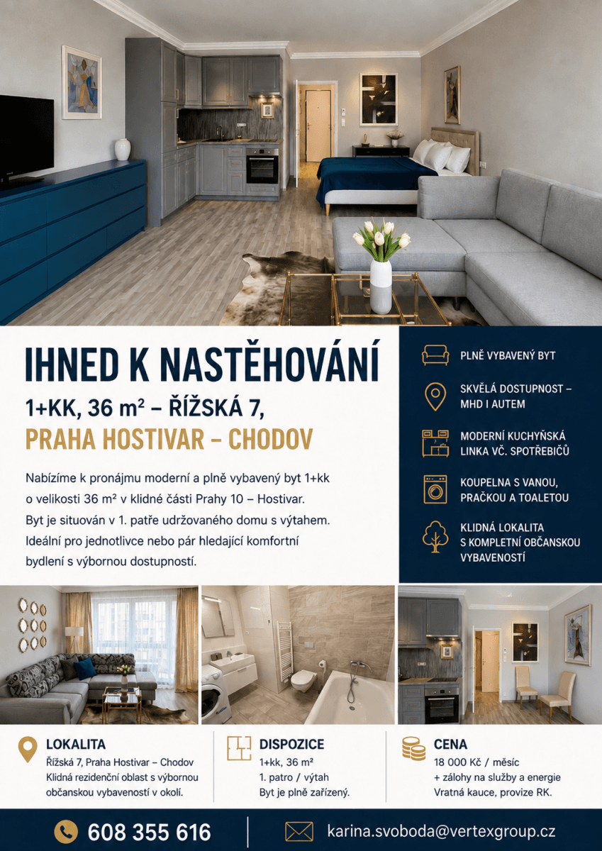 Studio flat to rent, 39 m², Rižská, Prague, Prague Studio flat to rent, 39 m², Rižská, Prague, Prague