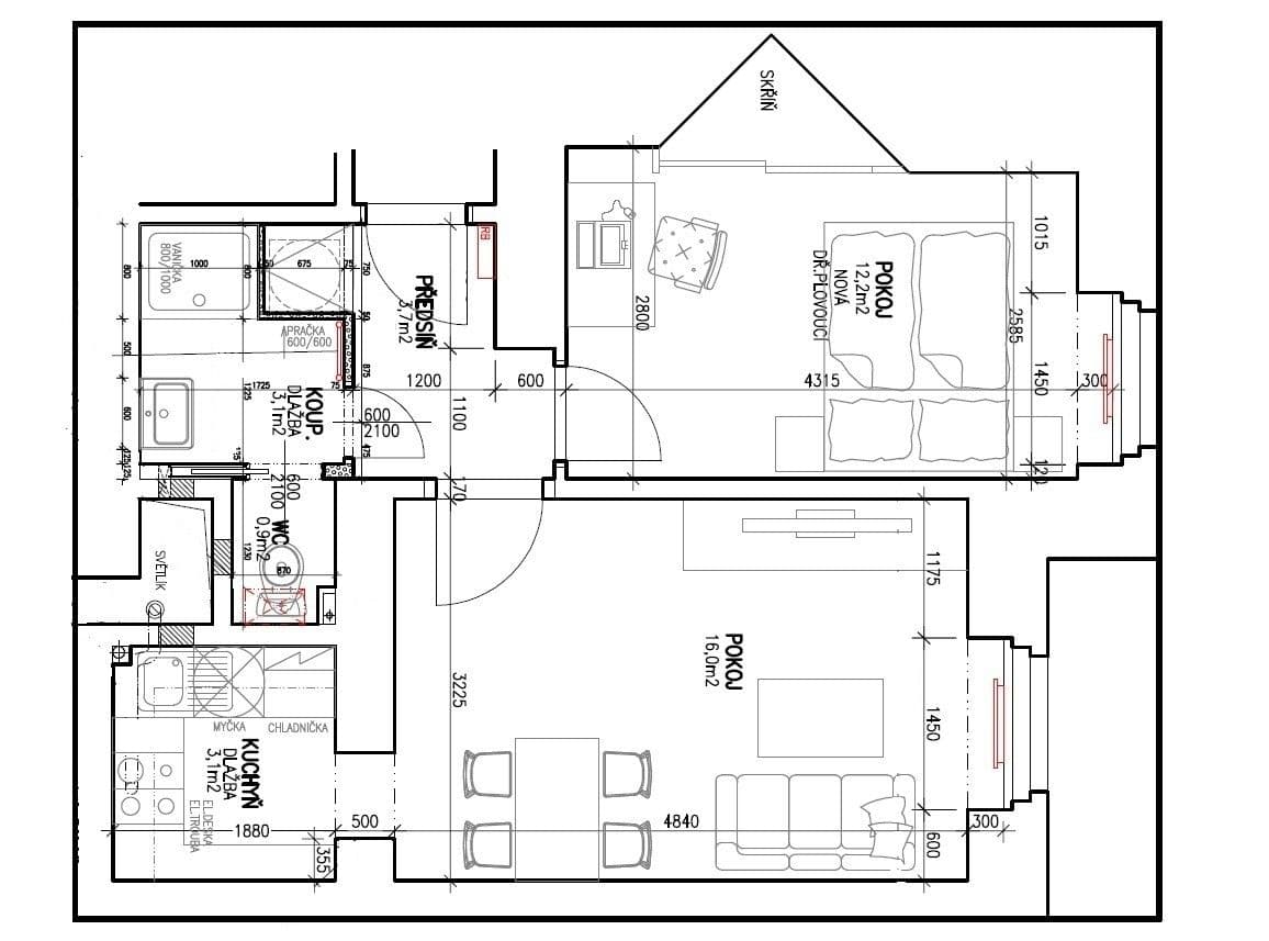 1 bedroom with open-plan kitchen flat to rent, 42 m², Kafkova, Prague, Prague 1 bedroom with open-plan kitchen flat to rent, 42 m², Kafkova, Prague, Prague