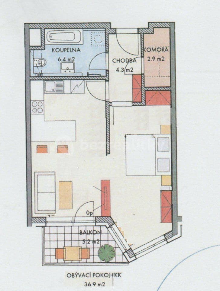 1 bedroom with open-plan kitchen flat to rent, 53 m², Makedonská, Prague, Prague 1 bedroom with open-plan kitchen flat to rent, 53 m², Makedonská, Prague, Prague