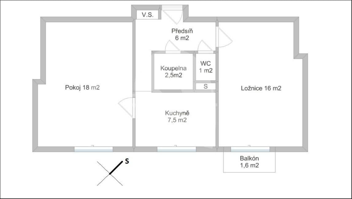 2 bedroom flat to rent, 50 m², Nad Zlíchovem, Prague, Prague