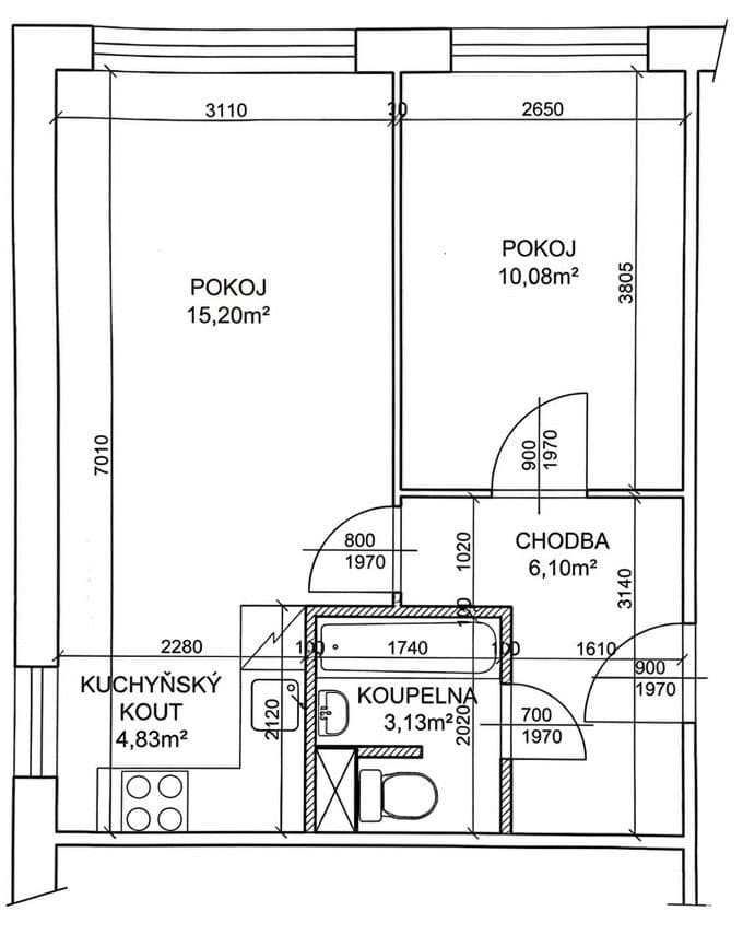 1 bedroom with open-plan kitchen flat to rent, 41 m², Mezipolí, Prague, Prague 1 bedroom with open-plan kitchen flat to rent, 41 m², Mezipolí, Prague, Prague