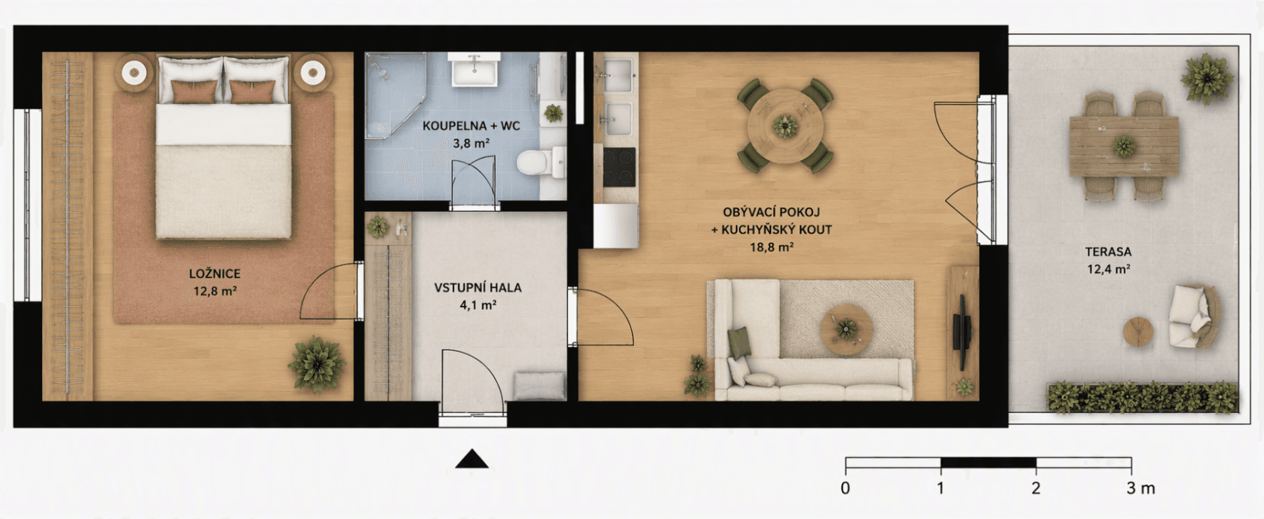 1 bedroom with open-plan kitchen flat to rent, 45 m², Václava Rady, Prague, Prague 1 bedroom with open-plan kitchen flat to rent, 45 m², Václava Rady, Prague, Prague
