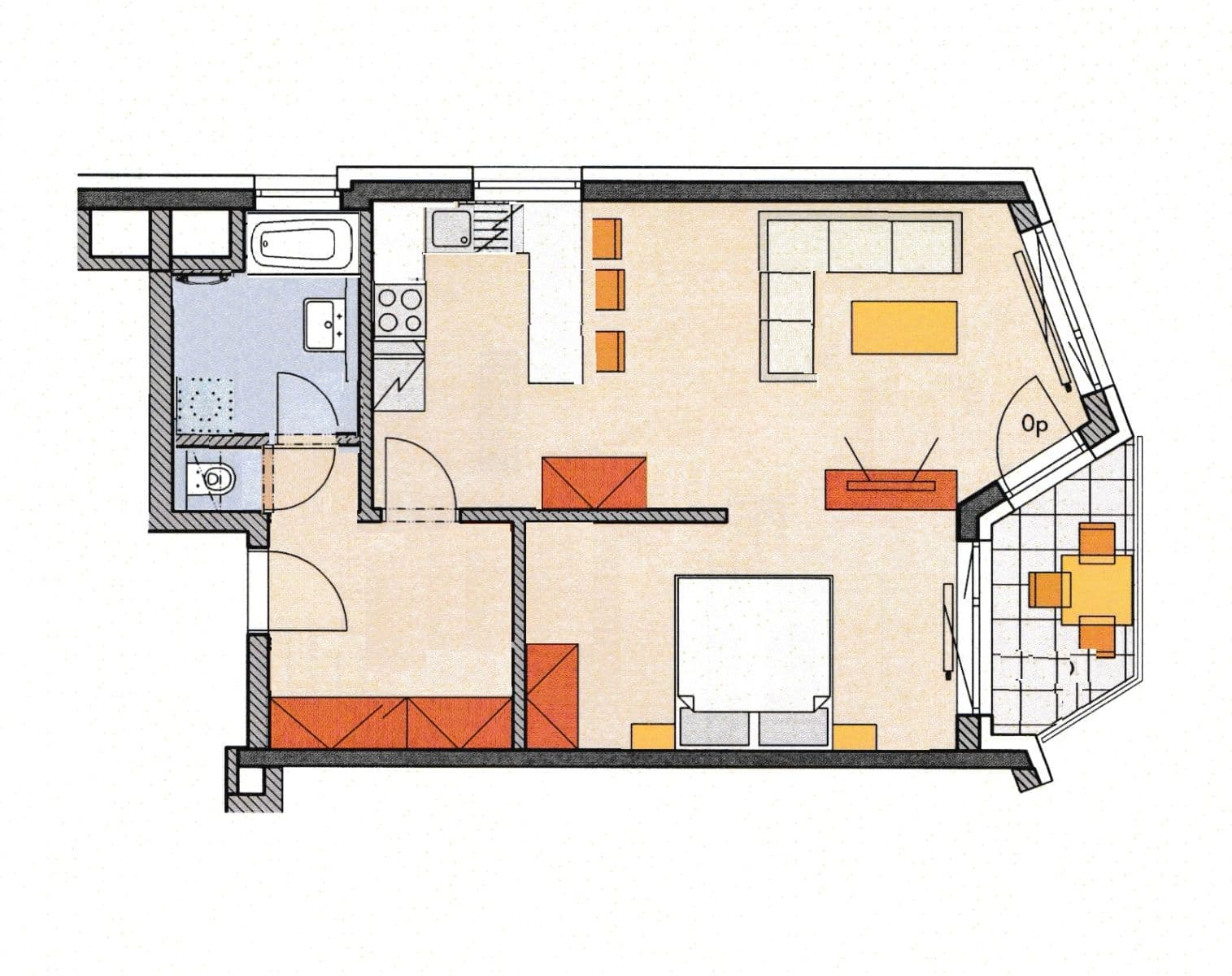 1 bedroom with open-plan kitchen flat to rent, 55 m², Makedonská, Prague, Prague 1 bedroom with open-plan kitchen flat to rent, 55 m², Makedonská, Prague, Prague