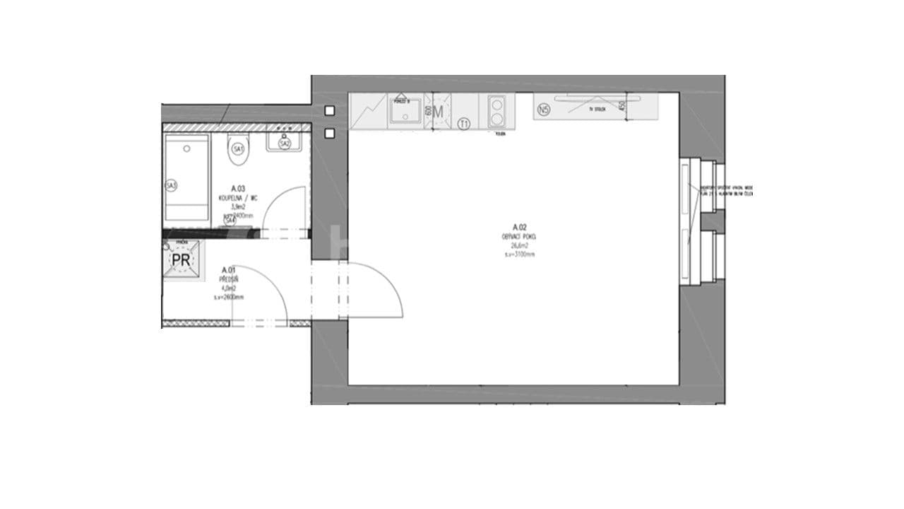 Studio flat to rent, 35 m², Fibichova, Prague, Prague Studio flat to rent, 35 m², Fibichova, Prague, Prague