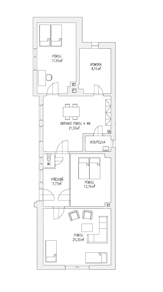 3 bedroom with open-plan kitchen flat to rent, 104 m², U Sokolovny, Zlín, Zlínský Region 3 bedroom with open-plan kitchen flat to rent, 104 m², U Sokolovny, Zlín, Zlínský Region