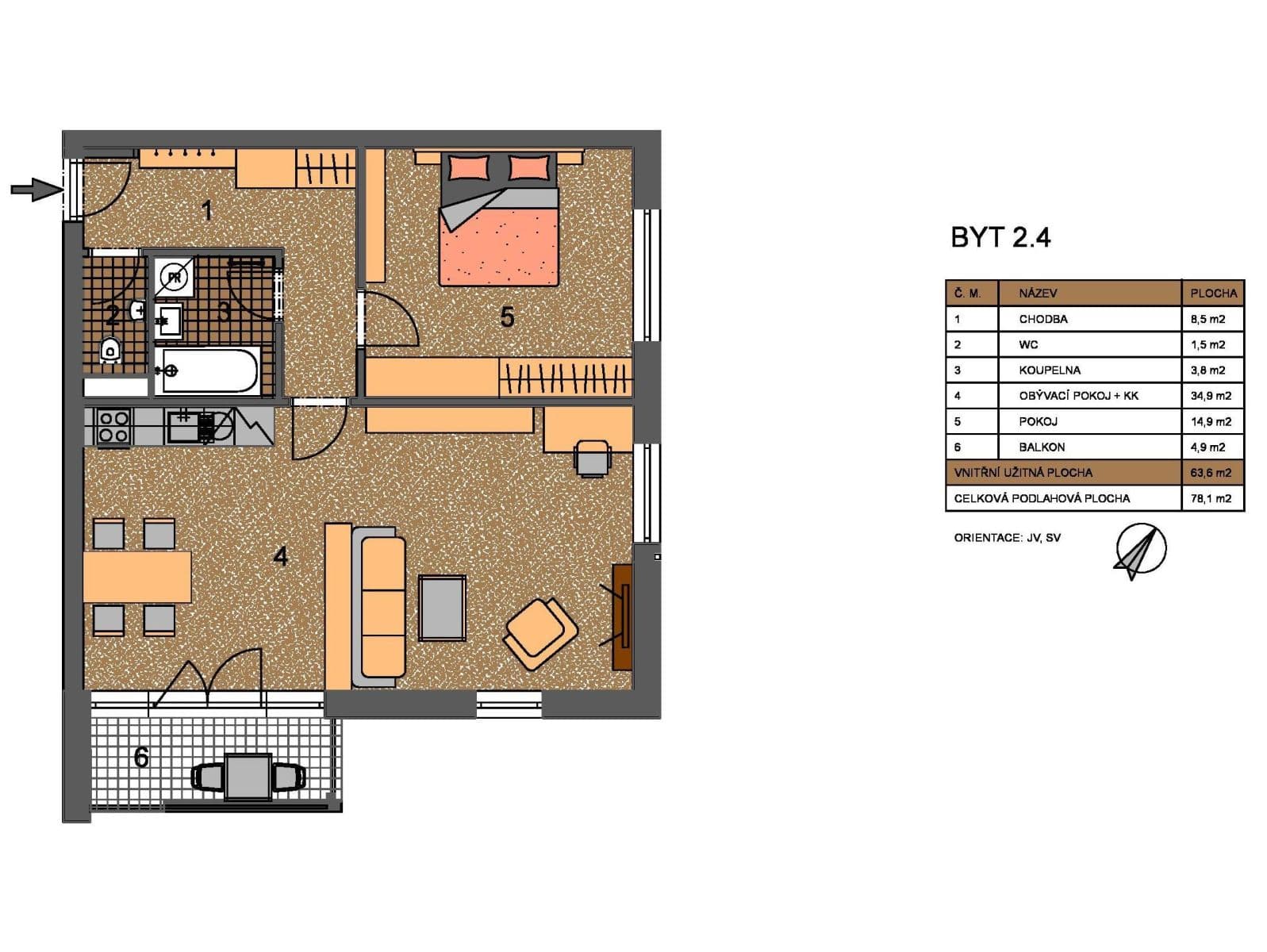 1 bedroom with open-plan kitchen flat to rent, 60 m², Kadečkové, Prague, Prague 1 bedroom with open-plan kitchen flat to rent, 60 m², Kadečkové, Prague, Prague