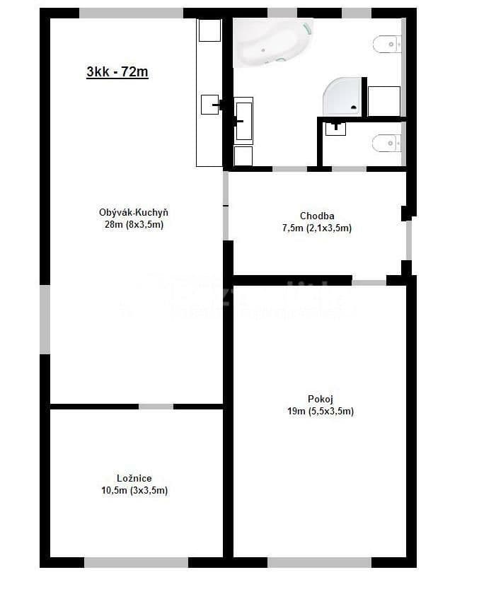 2 bedroom with open-plan kitchen flat to rent, 72 m², Kudeříkové, Prague, Prague 2 bedroom with open-plan kitchen flat to rent, 72 m², Kudeříkové, Prague, Prague