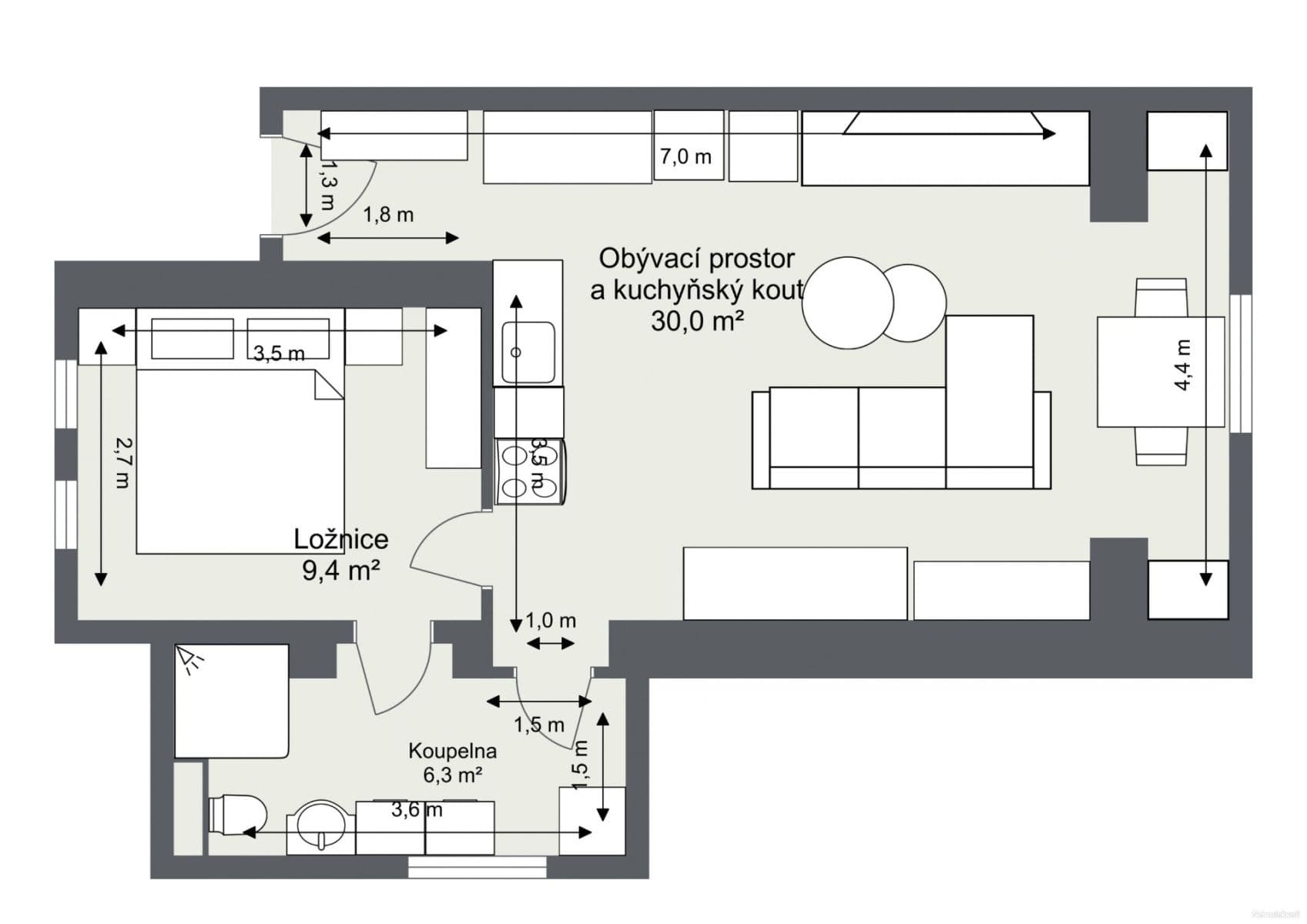 1 bedroom with open-plan kitchen flat to rent, 60 m², Moravanská, Prague, Prague 1 bedroom with open-plan kitchen flat to rent, 60 m², Moravanská, Prague, Prague
