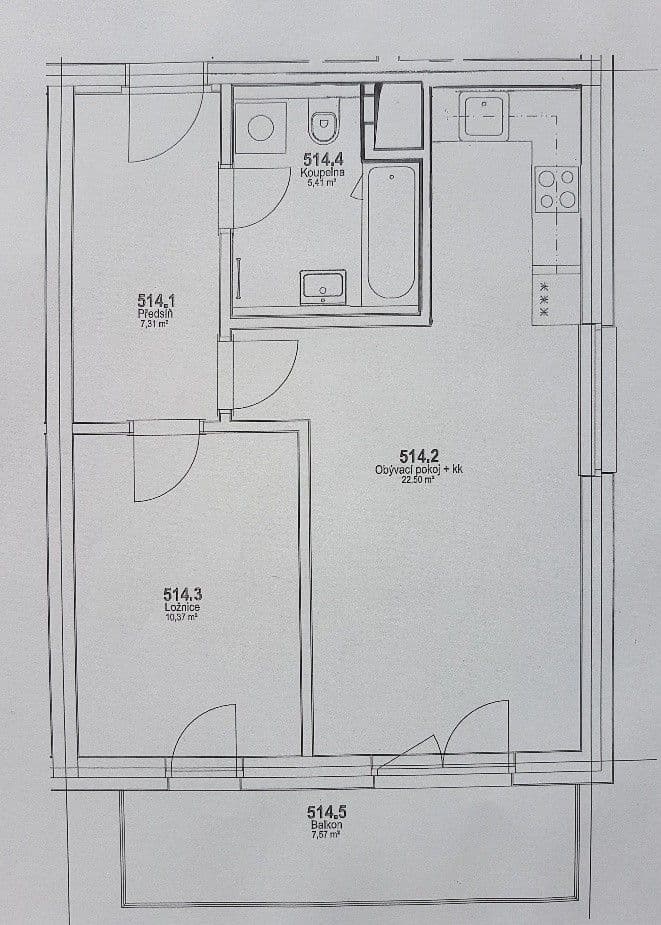 1 bedroom with open-plan kitchen flat to rent, 53 m², Miroslava Hajna, Prague, Prague 1 bedroom with open-plan kitchen flat to rent, 53 m², Miroslava Hajna, Prague, Prague