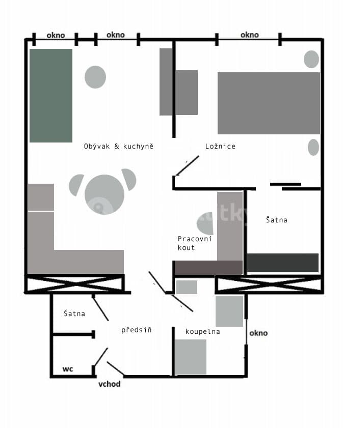 1 bedroom with open-plan kitchen flat to rent, 55 m², Schnirchova, Prague, Prague 1 bedroom with open-plan kitchen flat to rent, 55 m², Schnirchova, Prague, Prague