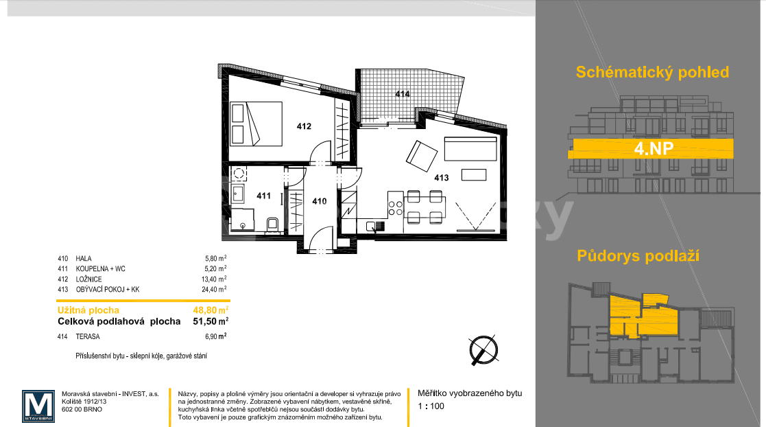 1 bedroom with open-plan kitchen flat to rent, 51 m², Podbělohorská, Prague, Prague 1 bedroom with open-plan kitchen flat to rent, 51 m², Podbělohorská, Prague, Prague