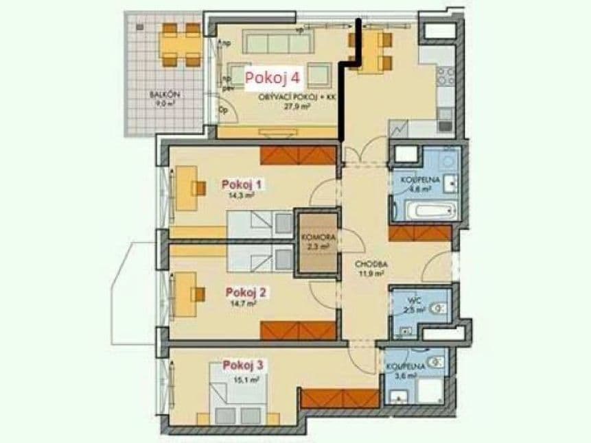 4 bedroom flat to rent, 110 m², Padovská, Prague, Prague 4 bedroom flat to rent, 110 m², Padovská, Prague, Prague