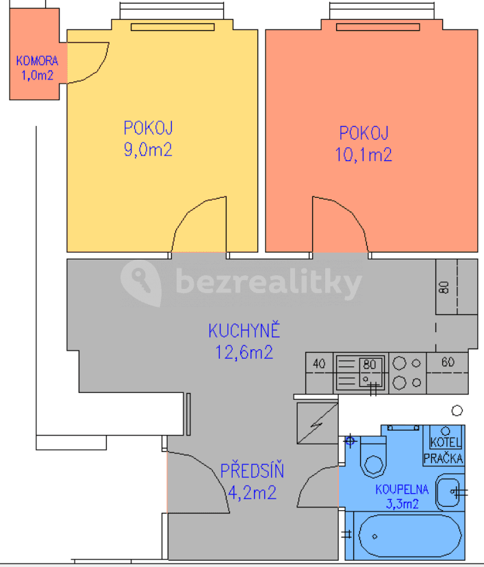 2 bedroom flat to rent, 42 m², Pod Vilami, Prague, Prague 2 bedroom flat to rent, 42 m², Pod Vilami, Prague, Prague