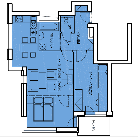 2 bedroom with open-plan kitchen flat to rent, 56 m², Herlíkovická, Prague, Prague 2 bedroom with open-plan kitchen flat to rent, 56 m², Herlíkovická, Prague, Prague