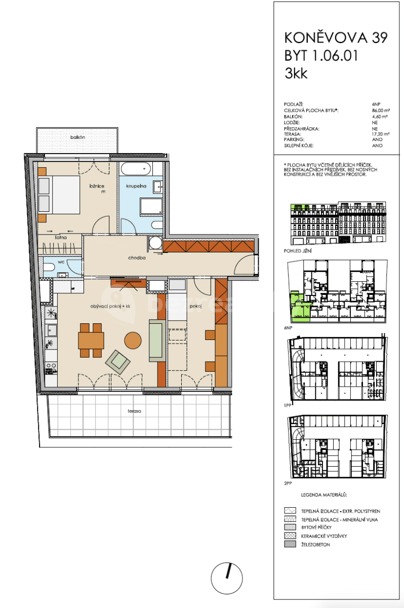 2 bedroom with open-plan kitchen flat to rent, 120 m², Koněvova, Prague, Prague 2 bedroom with open-plan kitchen flat to rent, 120 m², Koněvova, Prague, Prague