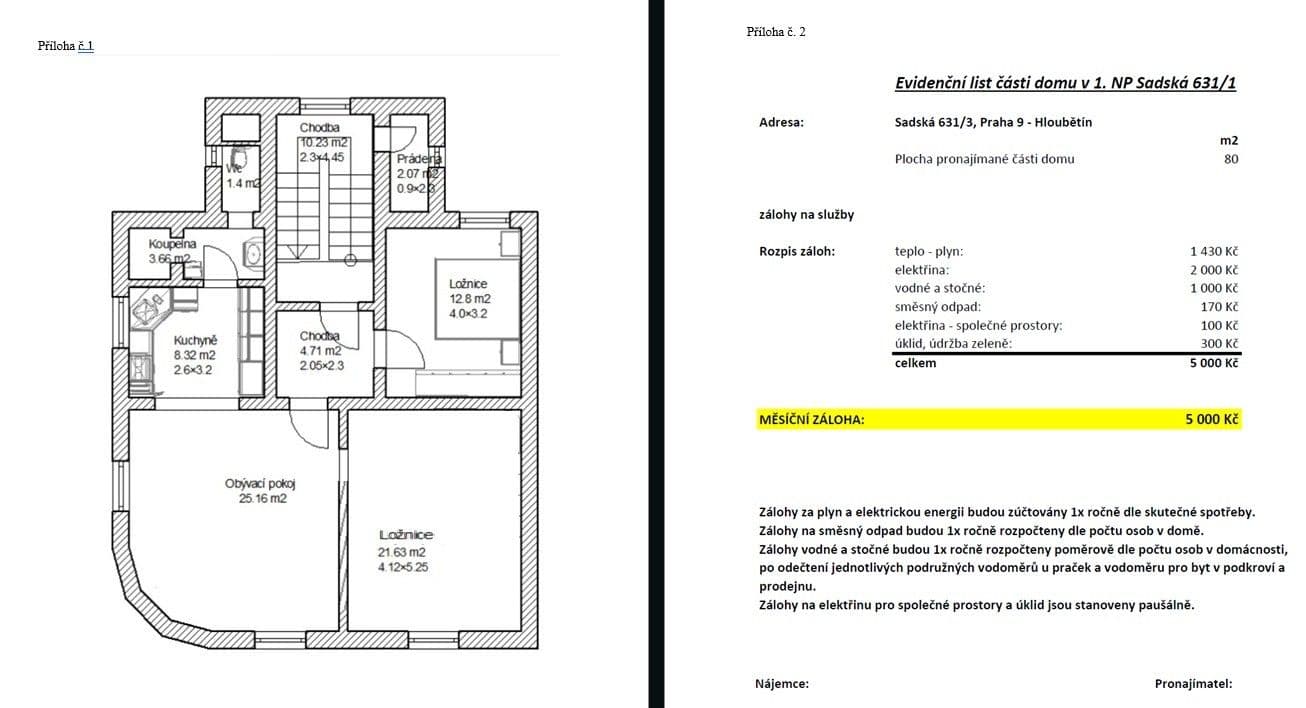 2 bedroom with open-plan kitchen flat to rent, 80 m², Sadská, Prague, Prague 2 bedroom with open-plan kitchen flat to rent, 80 m², Sadská, Prague, Prague