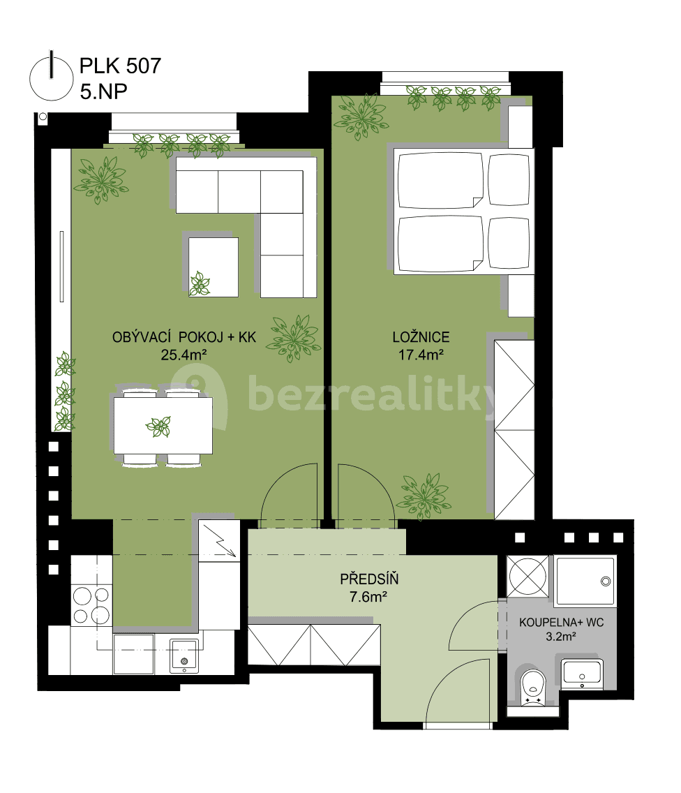 1 bedroom with open-plan kitchen flat to rent, 55 m², 28. pluku, Prague, Prague 1 bedroom with open-plan kitchen flat to rent, 55 m², 28. pluku, Prague, Prague