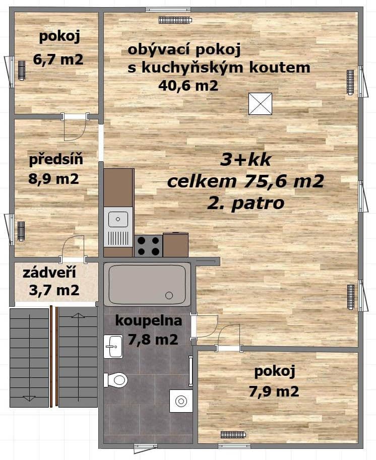 2 bedroom with open-plan kitchen flat to rent, 75 m², K Havlínu, Prague, Prague 2 bedroom with open-plan kitchen flat to rent, 75 m², K Havlínu, Prague, Prague