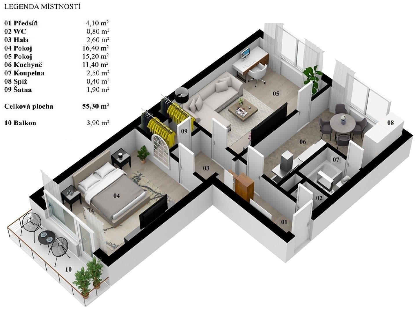 2 bedroom flat to rent, 61 m², Barvy, Brno, Jihomoravský Region 2 bedroom flat to rent, 61 m², Barvy, Brno, Jihomoravský Region