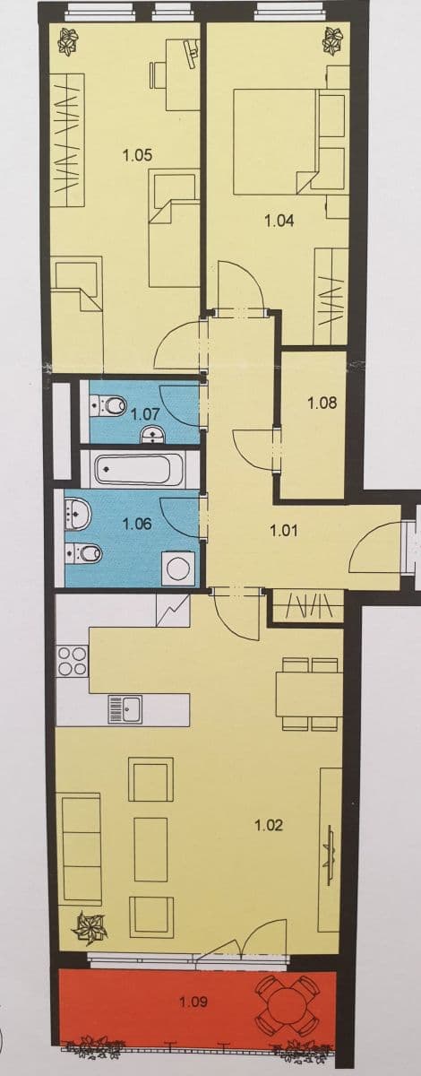 2 bedroom with open-plan kitchen flat to rent, 92 m², Kytlická, Prague, Prague 2 bedroom with open-plan kitchen flat to rent, 92 m², Kytlická, Prague, Prague