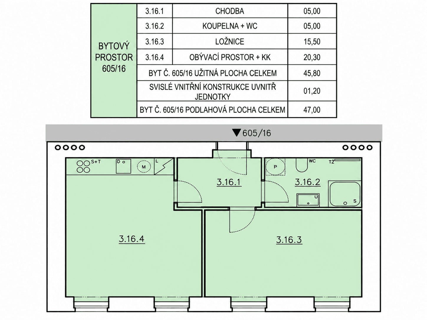 1 bedroom with open-plan kitchen flat to rent, 47 m², Kmochova, Prague, Prague 1 bedroom with open-plan kitchen flat to rent, 47 m², Kmochova, Prague, Prague
