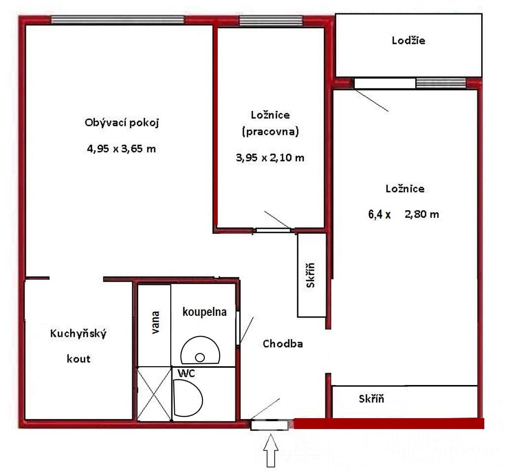 2 bedroom with open-plan kitchen flat to rent, 64 m², Ke Škole, Prague, Prague 2 bedroom with open-plan kitchen flat to rent, 64 m², Ke Škole, Prague, Prague