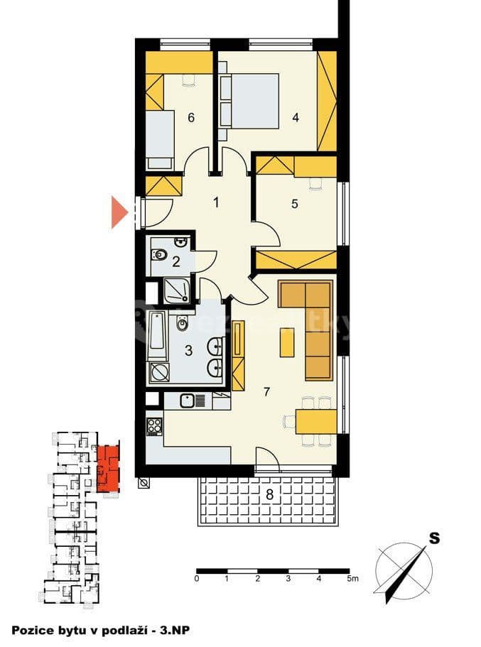 3 bedroom with open-plan kitchen flat to rent, 85 m², Sicherova, Prague, Prague 3 bedroom with open-plan kitchen flat to rent, 85 m², Sicherova, Prague, Prague