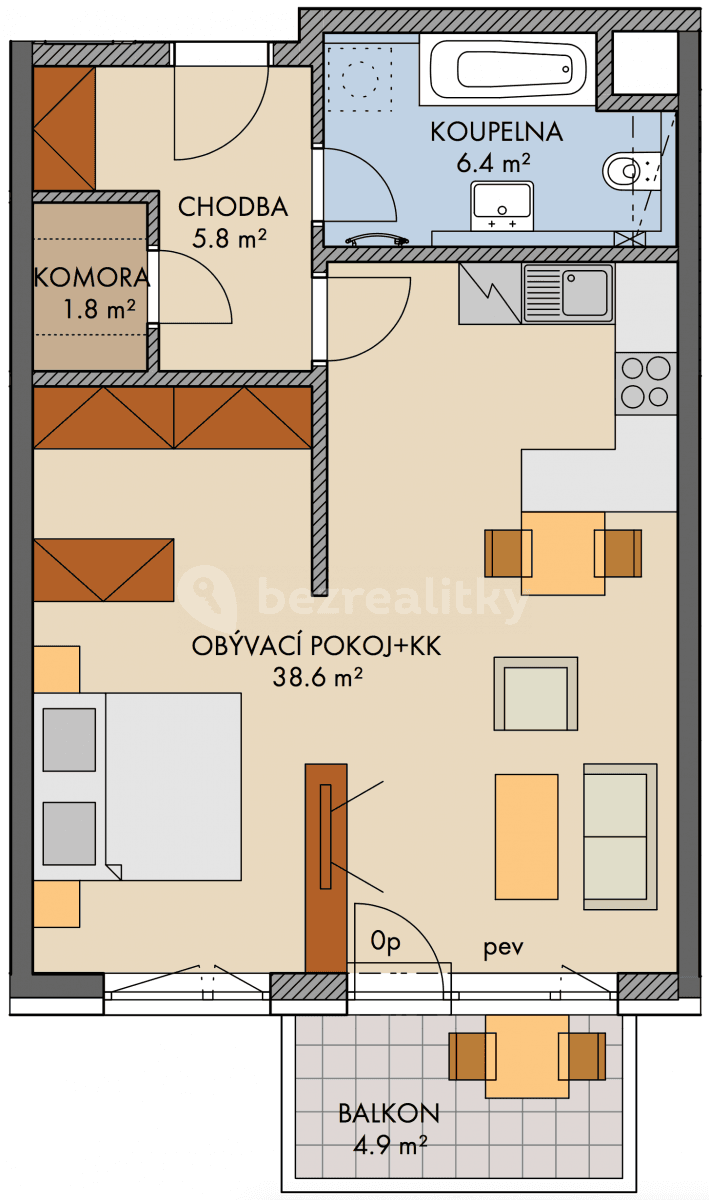1 bedroom with open-plan kitchen flat to rent, 59 m², Kryšpínova, Prague, Prague 1 bedroom with open-plan kitchen flat to rent, 59 m², Kryšpínova, Prague, Prague