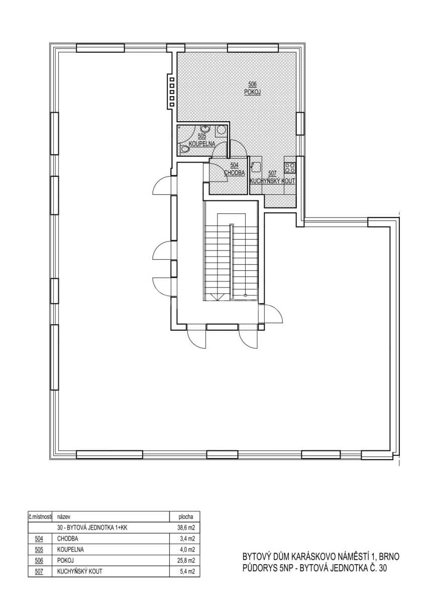 Studio flat to rent, 39 m², Karáskovo náměstí, Brno, Jihomoravský Region Studio flat to rent, 39 m², Karáskovo náměstí, Brno, Jihomoravský Region