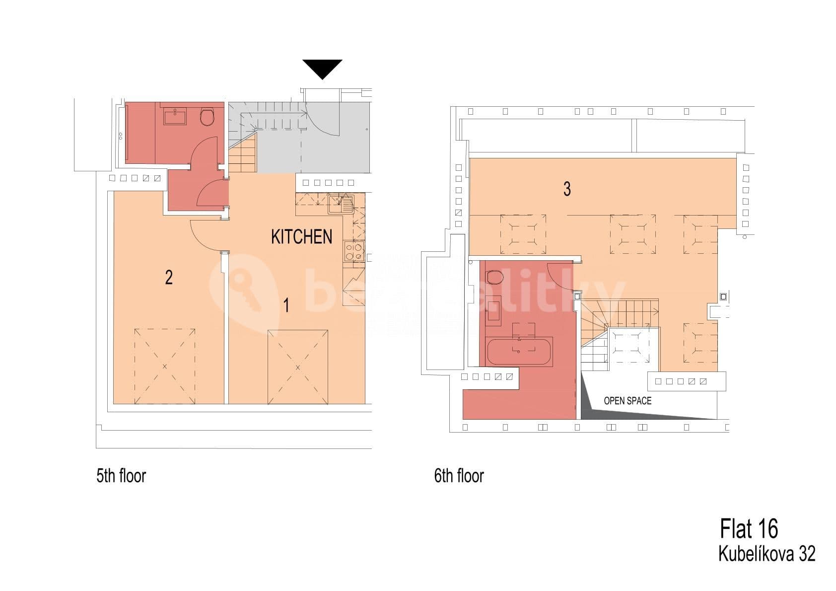 2 bedroom with open-plan kitchen flat to rent, 89 m², Kubelíkova, Prague, Prague 2 bedroom with open-plan kitchen flat to rent, 89 m², Kubelíkova, Prague, Prague