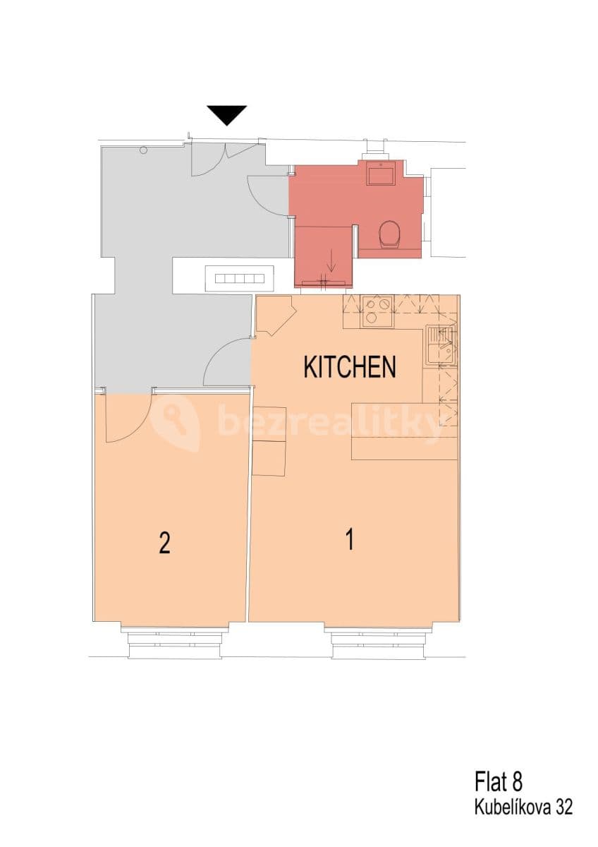 1 bedroom with open-plan kitchen flat to rent, 49 m², Kubelíkova, Prague, Prague 1 bedroom with open-plan kitchen flat to rent, 49 m², Kubelíkova, Prague, Prague