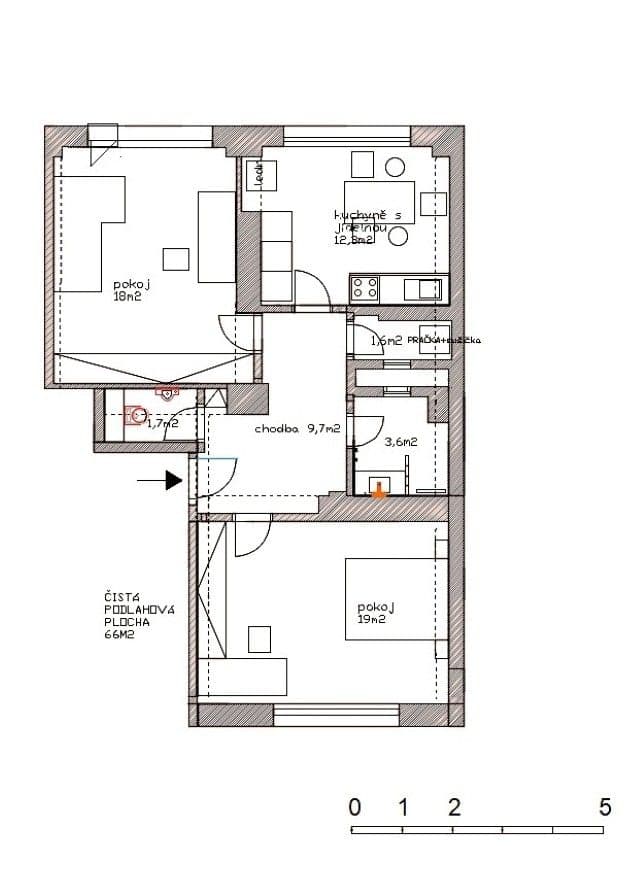 2 bedroom with open-plan kitchen flat to rent, 66 m², Čeljabinská, Prague, Prague 2 bedroom with open-plan kitchen flat to rent, 66 m², Čeljabinská, Prague, Prague