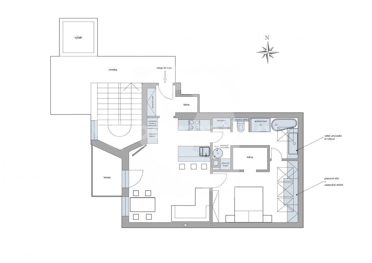 1 bedroom with open-plan kitchen flat to rent, 56 m², Karlovarská, Prague, Prague 1 bedroom with open-plan kitchen flat to rent, 56 m², Karlovarská, Prague, Prague