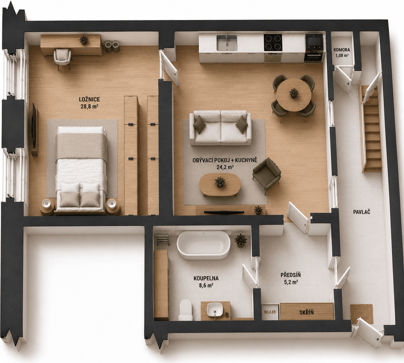 1 bedroom with open-plan kitchen flat to rent, 68 m², Štefánikova, Prague, Prague 1 bedroom with open-plan kitchen flat to rent, 68 m², Štefánikova, Prague, Prague
